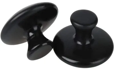 Image de Ensemble de deux pierres de massage chauffantes en forme de champignon - Pierres naturelles pour le massage du corps et du visage - Modèle CP001672