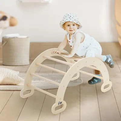 Produktbild von Joyz Kletterbogen für Kinder, Natur, Bogenwippe aus Holz, ab 2 Jahre, Bogen Kletterdreieck nach Pikler & Montessori Spielzeug