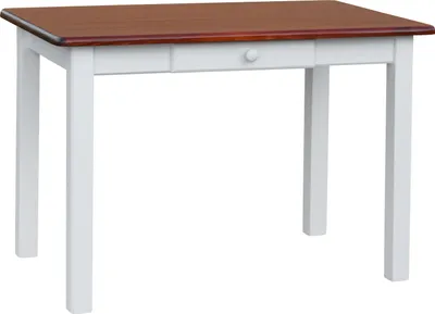 Obrázok produktu pre Biely stôl so zásuvkou z masívneho borovicového dreva s doskou vo farbe Calvados 100 x 60 cm