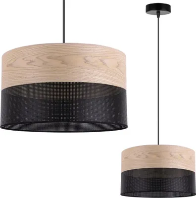 Obrázok produktu pre Jednoduchá závesná lampa, klasické tienidlo z dubovej dyhy, 30 cm
