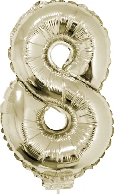 Produktbild von Zahlen Folienballon 41 cm mit Stab - Champagner Zahl 8