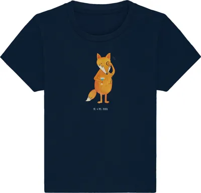 Produktbild von Mr. & Mrs. Panda Organic Baby Shirt Fuchs Lord 12. - 18. Monat - French Navy - Geschenk, Neugierig, Schick, Motivation Spruch, Babyshirt, Jerseyshirt, Cocktail, T-Shirt