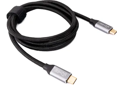 Obrázok produktu pre USB 3.1 Gen 2, kábel, 100 W, 100 cm, typ C – konektor na konektor, opletený, čierna farba | System-S