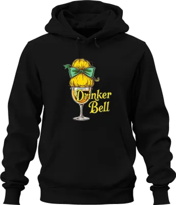 Produktbild von Drinker Bell Weinliebhaber Weinglas Dutt Schleife Karneval Party Uni Hoodie Kapuzenpullover, Schwarz, XXL