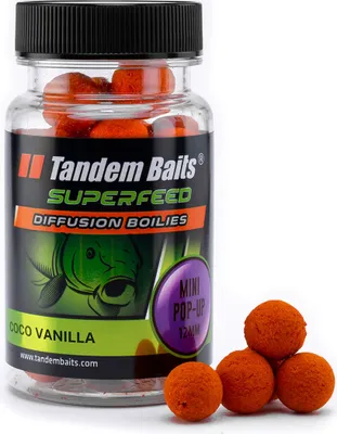 Produktbild von Tandem Baits SuperFeed Diffusion Mini Pop-Up Coco Vanilla Karpfen-Pop-Ups, Karpfen Angeln ohne Mühe, Köder zum Große-Fische-Angeln, Karpfenzubehör für Profis & Hobby-Angler 12 mm 3 g