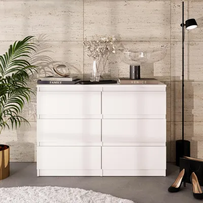 Immagine prodotto di Cassettiera Gabriel Con 6 Cassetti - 100 Cm, Bianco Opaco, Ideale Per Soggiorno E Camera Da Letto