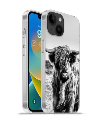 Produktbild von MuchoWow® Handyhülle Schutzhülle Hülle für Apple iPhone 14 - Softcase Kuh - Schottischer Hochländer - Schwarz - Weiß - Tier - Natur - Wildtiere Silikon Softcase Handy Hülle - Mobiltelefonhülle