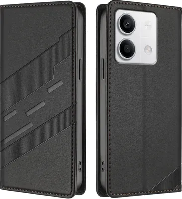 Produktbild von Hülle für Xiaomi Redmi Note 13 5G, Kunstleder Brieftaschen Handyhülle mit Kartenfach und Standfunktion Schwarz