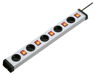 Image de Multiprise 4 prises avec interrupteur 1,5 m gris