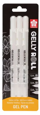 Produktbild von Sakura Blisterkarte Gelly Roll 05, 08, 10 weiß, 3 Stück