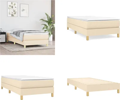 Zdjęcie produktu dla vidaXL Łóżko sprężynowe kremowe 80x200 cm tkanina - Łóżko sprężynowe - Łóżka sprężynowe - Łóżko - Meble do sypialni
