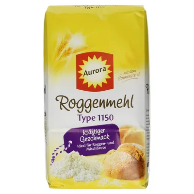 A bag of Aurora Mühlen Roggen Mehl (Rye Flour) Type 1150.