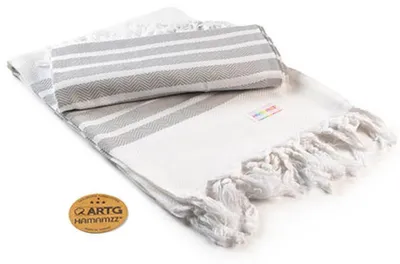 Produktbild von A&R AR053 | Hamamzz® Dalaman Towel - 100 x 180 cm - Farbe: White/Light Grey - Größe: 100 x 180 cm