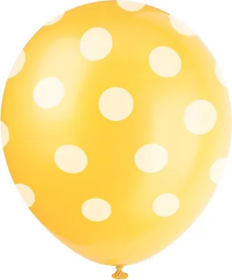 Produktbild von Luftballons Raumdeko 6 stück gelb-weiss gepunktet - Einheitsgröße
