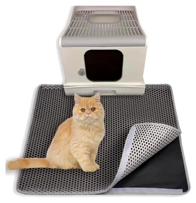 Produktbild von Katzenklo Matte, Unterlage für Katzenstreu Waben Design, wasserdichte doppellagige Matte (61x41cm)