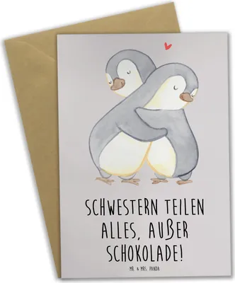 Produktbild von Mr. & Mrs. Panda babykarte Schwestern Liebe - Grau Pastell - Geschenk, weihnachtskarten, Geschwisterliebe, Weihnachten, Dankeschön, Familienmitglieder, Familienleben