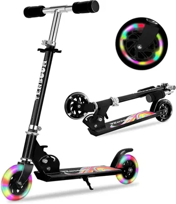 Produktbild von TENBOOM Kinderroller ab 3 Jahre – Klappbarer 2-Rad Scooter mit LED-Rädern, 3-fach Höhenverstellbar, ABEC-7 Kugellager, Aluminium Tretroller für Mädchen & Jungen 3–10 Jahre