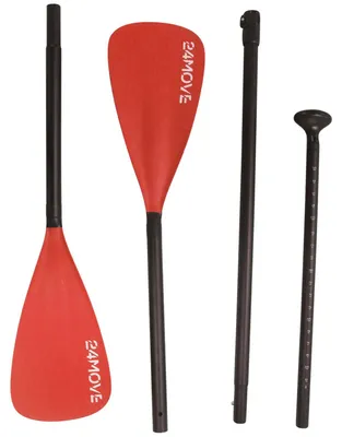 Produktbild von 24MOVE® Paddel Doppelpaddel 2in1 Stechpaddel für SUP Stand Up Board, Kajak, leicht aus Aluminium 230cm, verstellbar rot