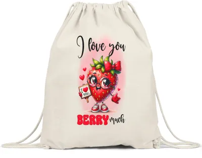 Produktbild von I Love You Berry Much Erdbeere Liebe Turnbeutel