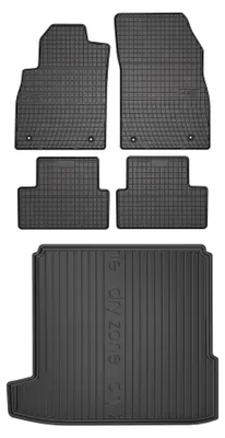 Productafbeelding van Rubberen automatten + kofferbakmat voor Opel Astra J 2009-2015 (sedan) – 5-delig, zwart, op maat – Wielganizator SolidPRO