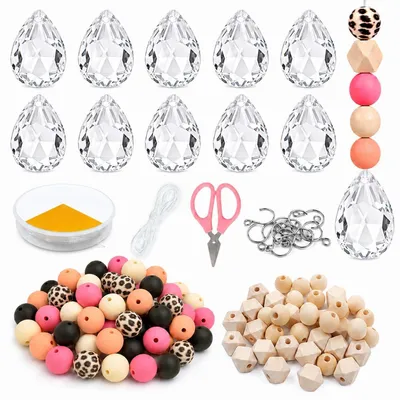 Immagine prodotto di Kit per creare decorazioni solari in cristallo, 140 pezzi, decorazioni per finestre da appendere, fai da te con perline, colore nero