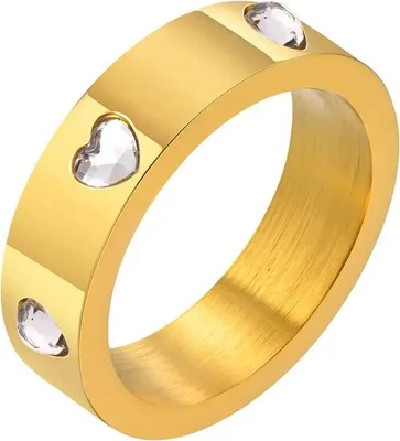 Produktbild von Goldener Ring mit Zirkonia Herzen 59 (18.8 mm Ø)
