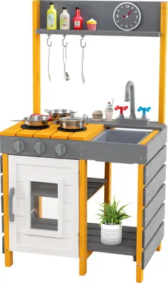 Image de COSTWAY Cuisine de boue pour enfants Outdoor, Cuisine pour enfants avec accessoires, cuisinières réalistes, robinet, évier&four, cuisine de jeu, cuisine de jardin pour enfants 3+