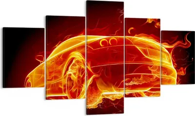 Produktbild von Bild auf Leinwand - Leinwandbild - Auto Feuer Illustration - 125x70cm - Wand Bild - Wanddeko - Leinwanddruck - Bilder - Kunstdruck - Wanddekoration - Leinwand bilder - Wandkunst - EA125x70-0204
