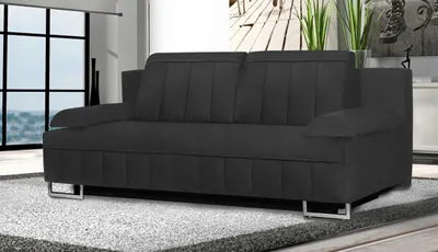 Produktbild von Modernes HERMOSA-Sofa mit Schlaffunktion und Bettzeugcontainer (Dunkelgrau - Kronos 34)