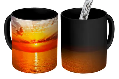 Obrázok produktu pre MuchoWow® Magický pohár Západ slnka - more - obloha - oranžová - horizont - voda 350 ml Pohár na zmenu farby Darček Nápad na darček - Foto hrnček