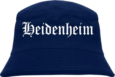 Produktbild von Heidenheim Fischerhut - Dunkelblau - Altdeutsch - bedruckt - Bucket Hat Anglerhut Hut L/XL Dunkelblau