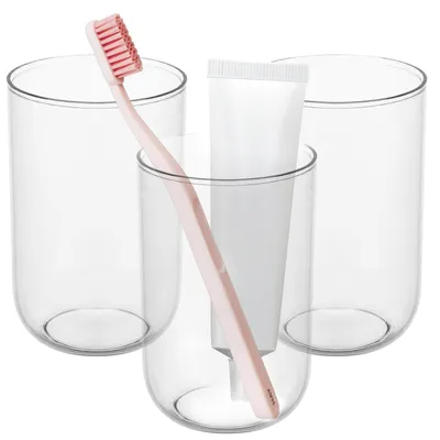Imagen del producto de Soporte para cepillos de dientes, juego de 3 unidades, de plástico transparente, para el baño