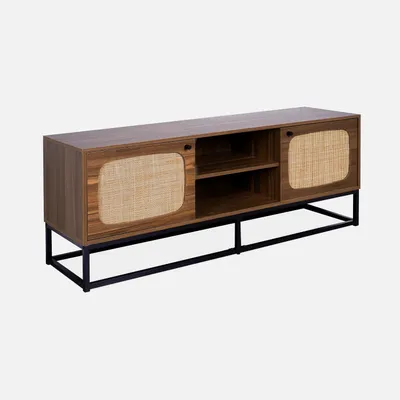 Immagine prodotto di Mobile TV effetto legno e canna arrotondata, 140cm, Marrone naturale