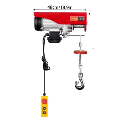 Image de Treuil électrique 1000KG, moteur 1600W, câble métallique 12M, rouge-argent1000 Kg