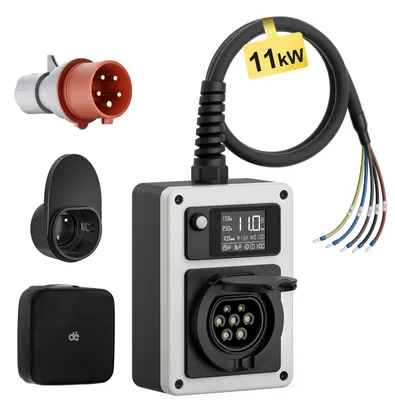 Immagine prodotto di Wallbox portatile da 11 kW – Stazione di ricarica per veicoli elettrici con app e presa di tipo 2