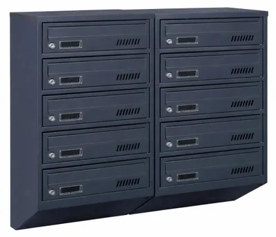 Immagine prodotto di Cassette postali condominiali GDS antracite RAL 7016, 10 scomparti, profondità 20 cm, montaggio a parete