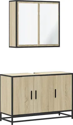 Produktbild von vidaXL 2-tlg. Badmöbel-Set Sonoma-Eiche Holzwerkstoff
