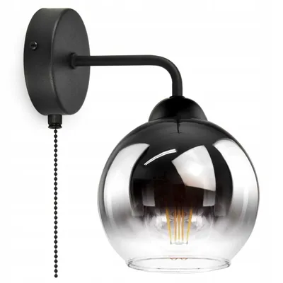 Produktbild von Luxolar Wandlampe mit Schalter Glasschirm Graphit-transparent E27 60W - Wandleuchte Innen für Wohnzimmer, Küchen