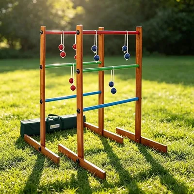 Imagen del producto de Juego de lanzamiento de aros de madera, ideal para adultos y familias, juego de habilidad para exteriores, perfecto para jardín, parque, camping y fiestas