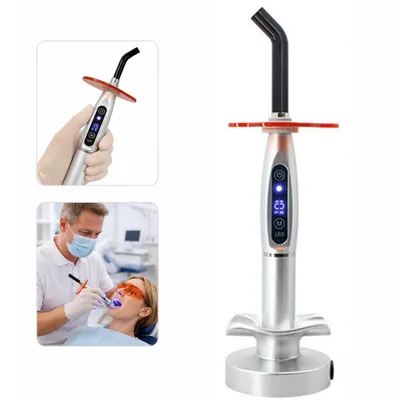 Produktbild von Zahnärztliche LED Polymerisationslampe, 420–480 nm, 2000 mW/cm², Dental Licht-Härtungsgerät für schnelle Füllungs-Aushärtung, wiederaufladbar