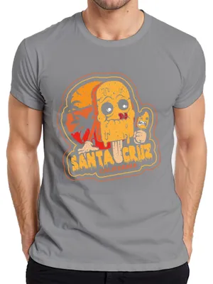 Produktbild von Santa Cruz California Skull Totenkopf Eis Popsicle Sommer Beach Herren T-Shirt, Grau, L