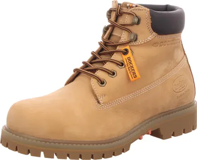 A single brown boot is shown against a white background.