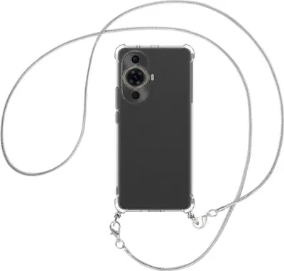 Produktbild von Handykette Backcover-Schutzhülle mit Band (Metall silberfarben) für Huawei nova 11 Pro (GOA-AL80,LX9) - silberfarbene Snake-Kette