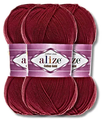 Obrázek produktu pro Alize 3x 100 g bavlněná příze Bavlna Gold, jednobarevná, háčkování, pletení (390)