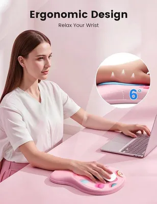 Zdjęcie produktu dla Podkładka pod nadgarstek z podparciem - ergonomiczna konstrukcja - miękka pianka memory - idealna do użytkowania z laptopem