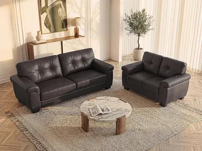 Produktbild von Couchgarnitur Leder 3+2 - Braun - HAZEL