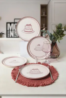Produktbild von Hermia Concept, Elfenbein Dessertteller Set (4 Stück) - 22 cm, 100% Steingut, spülmaschinenfest