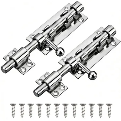 Productafbeelding van Twee schuifsloten, 160 mm, roestvrij staal 304, met gat voor hangslot, geschikt voor tuinpoort, hek, raam