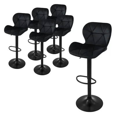 Produktbild von ML-Design 6er Set Barhocker Tresenhocker 360° drehbar, Gepolsterter Barstuhl mit Rückenlehne und Fußstütze, 59-79 cm