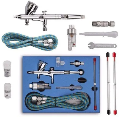 Productafbeelding van Famanu Airbrush-set met dubbele functie - veelzijdig inzetbaar voor kunst en decoratie